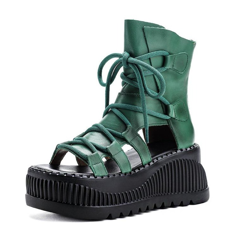 Ethnic Fashion Women - 8CM Etnische Koe Lederen Enkellaarsjes Vrouwen