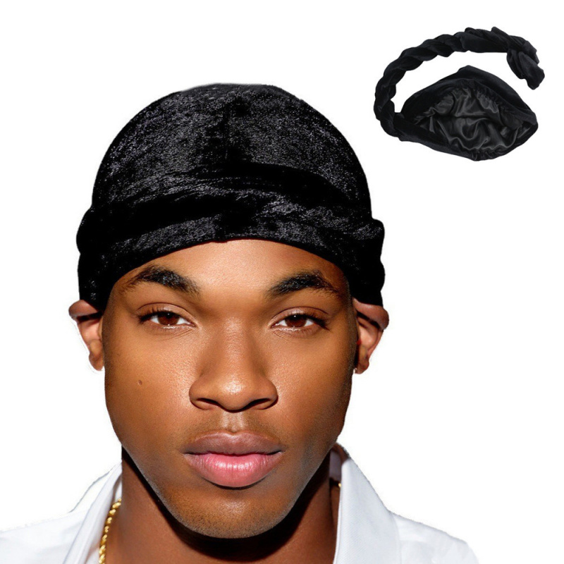 Ethnic Fashion Designers - Effen kleur heren fluwelen hoofddoek etnisch