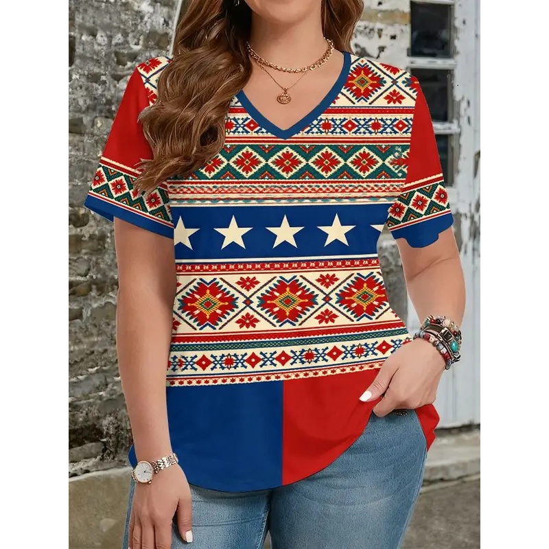 Y2K Ethnic Fashion - T-shirts in etnische stijl met 3D-print