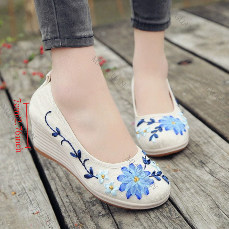 Ethnic Fashion Women - Geborduurde dames comfort wedge platform schoenen