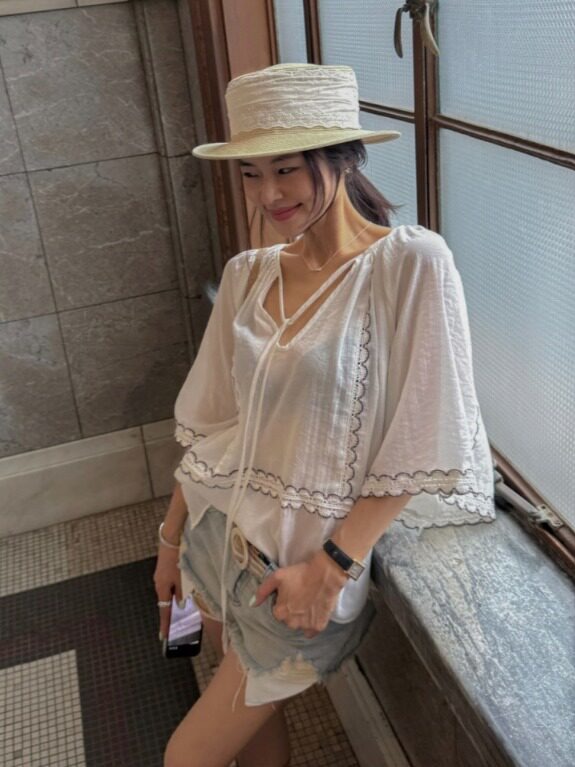 Ethnic Fusion Fashion - Koreaanse stijl patchwork top met veters