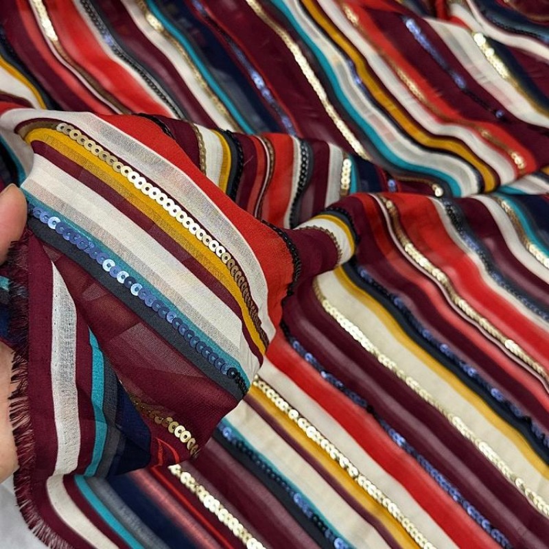 Kleurrijk gestreept geborduurd - Ethnic Fashion Designers recensie en prijs