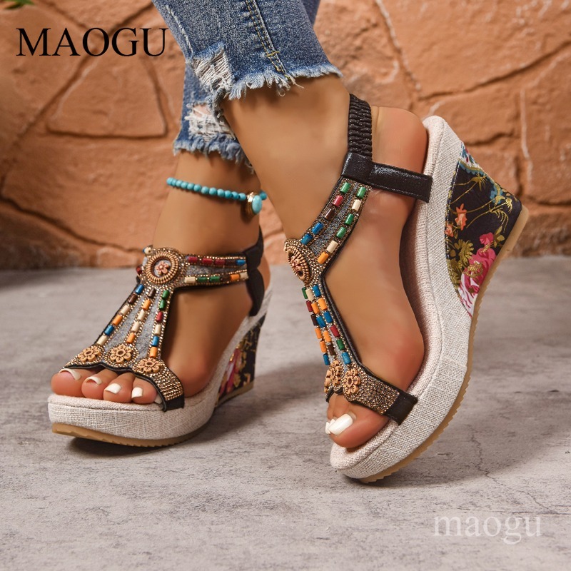 Boho sandalen met kralen en bl - Ethnic Fashion Women recensie en prijs