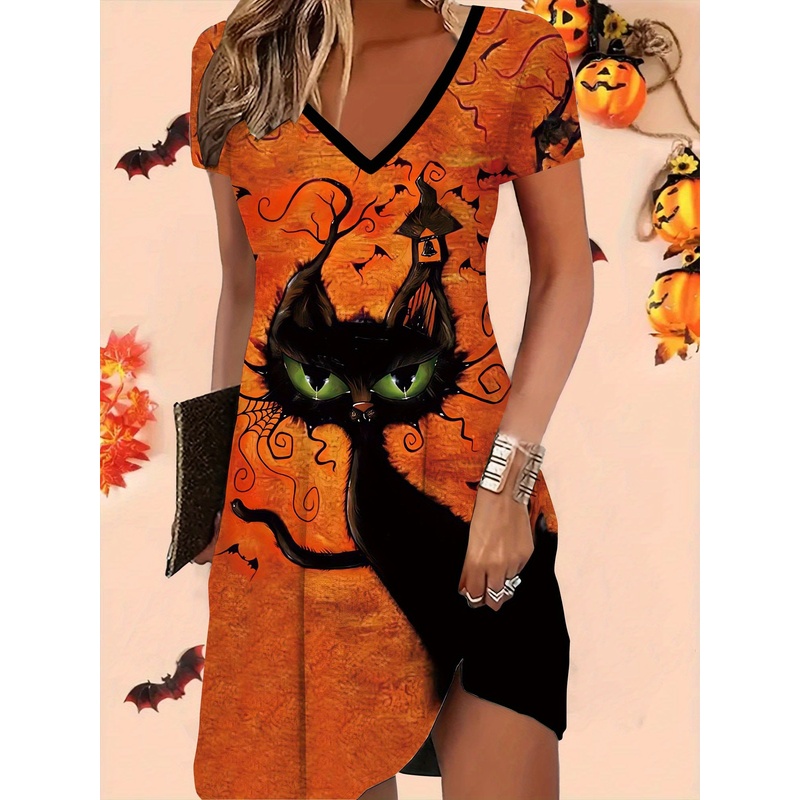 Halloween-print met zwart katt - Y2K Ethnic Fashion recensie en prijs