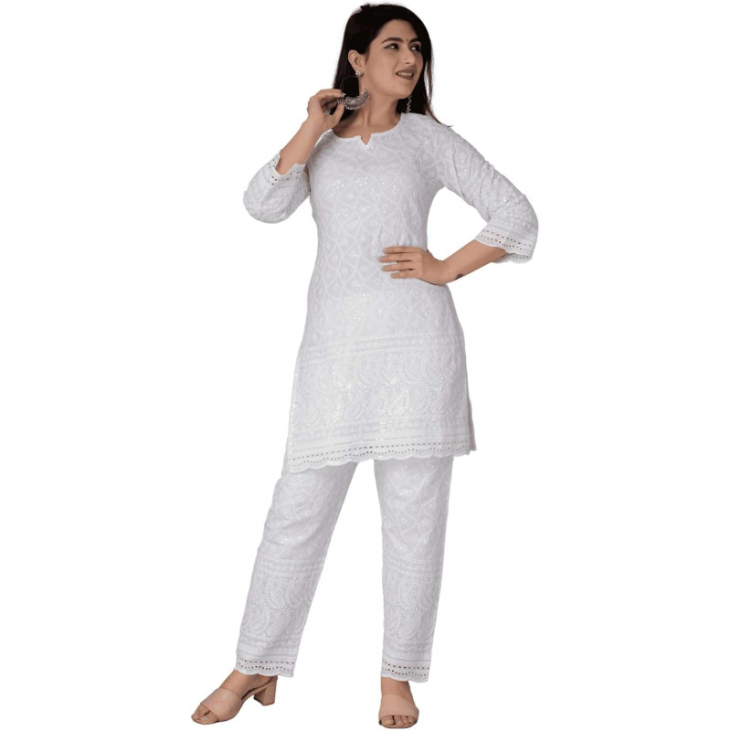 Chikankari katoenen Indiase Ku - Salwar Kameez Set recensie en prijs